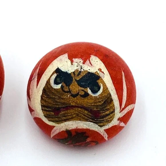 Japanese Daruma Kokeshi Doll Hand Painted Wooden Set of 6 Red - Picture 5 of 14